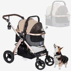 Coche para Mascotas hpz pet rover prime luxury 3-in-1 stroller for small/medium dogs, cats and pets (Taupe)