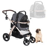 Coche para Mascotas hpz pet rover prime luxury 3-in-1 stroller for small/medium dogs, cats and pets (Gray)