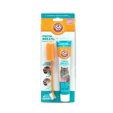 Arm & Hammer Fresh Breath Dental Kit for Cats, Incluye: pasta dental 74ml (sabor atun), Cepillo doble cara, cepillo de jebe para el dedo