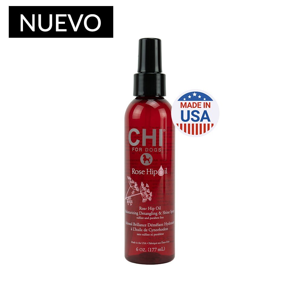 Chi spray desenredante, hidratante y de brillo para perros - rose hip oil detangling 177ml - Pet Brands