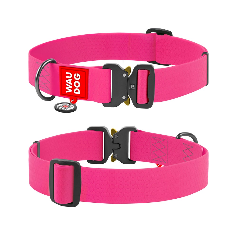 Collar Waterproof impermeable rosado con hebilla de metal + ¡placa de identificación Smart ID GRATIS! - Pet Brands