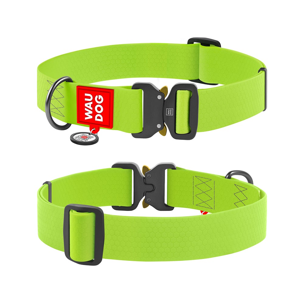 Collar Waterproof impermeable verde con hebilla de metal + ¡placa de identificación Smart ID GRATIS! - Pet Brands