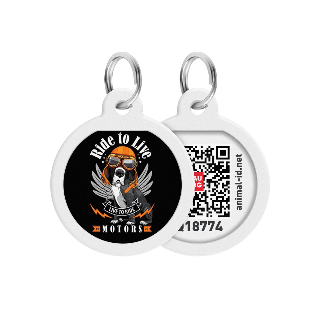 Waudog Placa de identificación Smart ID con diseño Ride to Live – Con registro Online - Pet Brands